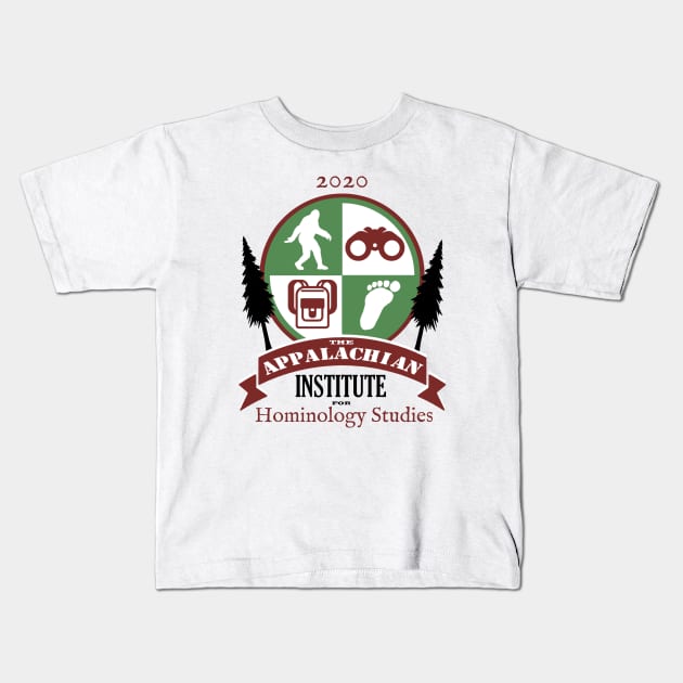 Appalachian Institute for Hominology Studies Logo Kids T-Shirt by Sasquatch Tracks Store